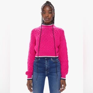 Mother The Mock Neck Jumper Crop Some Bright Someday Sweater In Pink